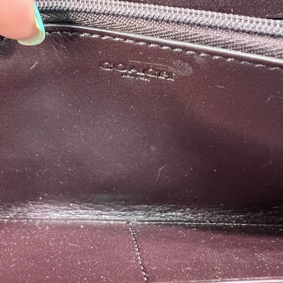 Coach Signature C Patent Leather Zip-Around Wallet Accordion Wallet Brown - Picture 7 of 9